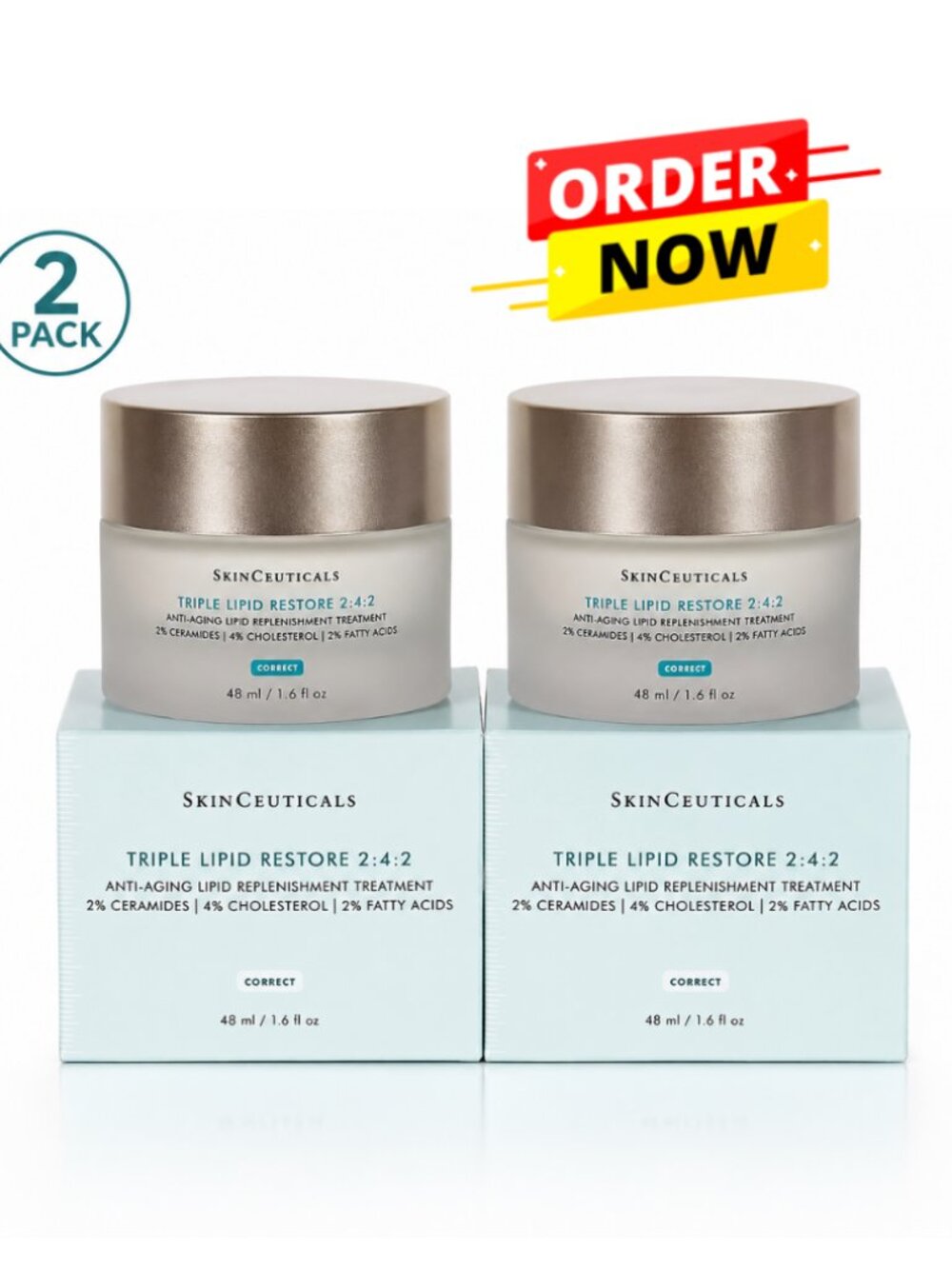2 PACK SkinCeuticals Triple Lipid Restore 1.6 oz Face Cream 2:4:2, 48ml Sealed